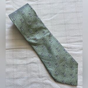 Vineyard Vines Light Green Silk Tie with Lighthouse  Pattern